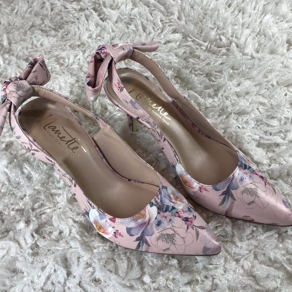 NANETTE LEPORE- FLORAL SLING BACK HEELS - Picture 10 of 10